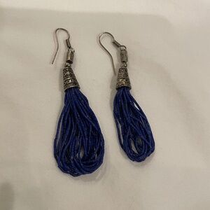 Lapis lazuli Beaded Sterling Silver Earrings